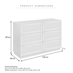 Neive Chest of 6 Drawers White