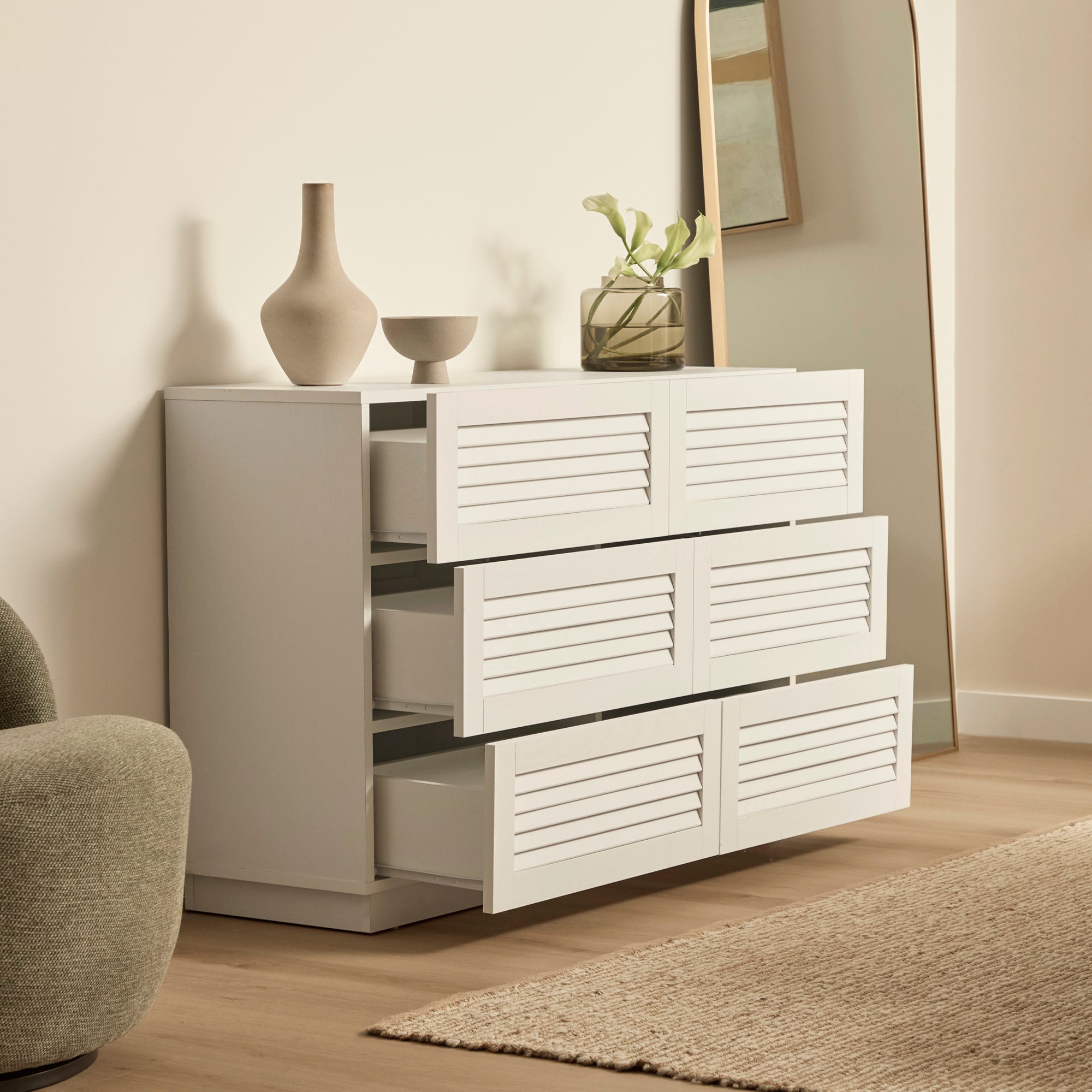 Neive Chest of 6 Drawers White