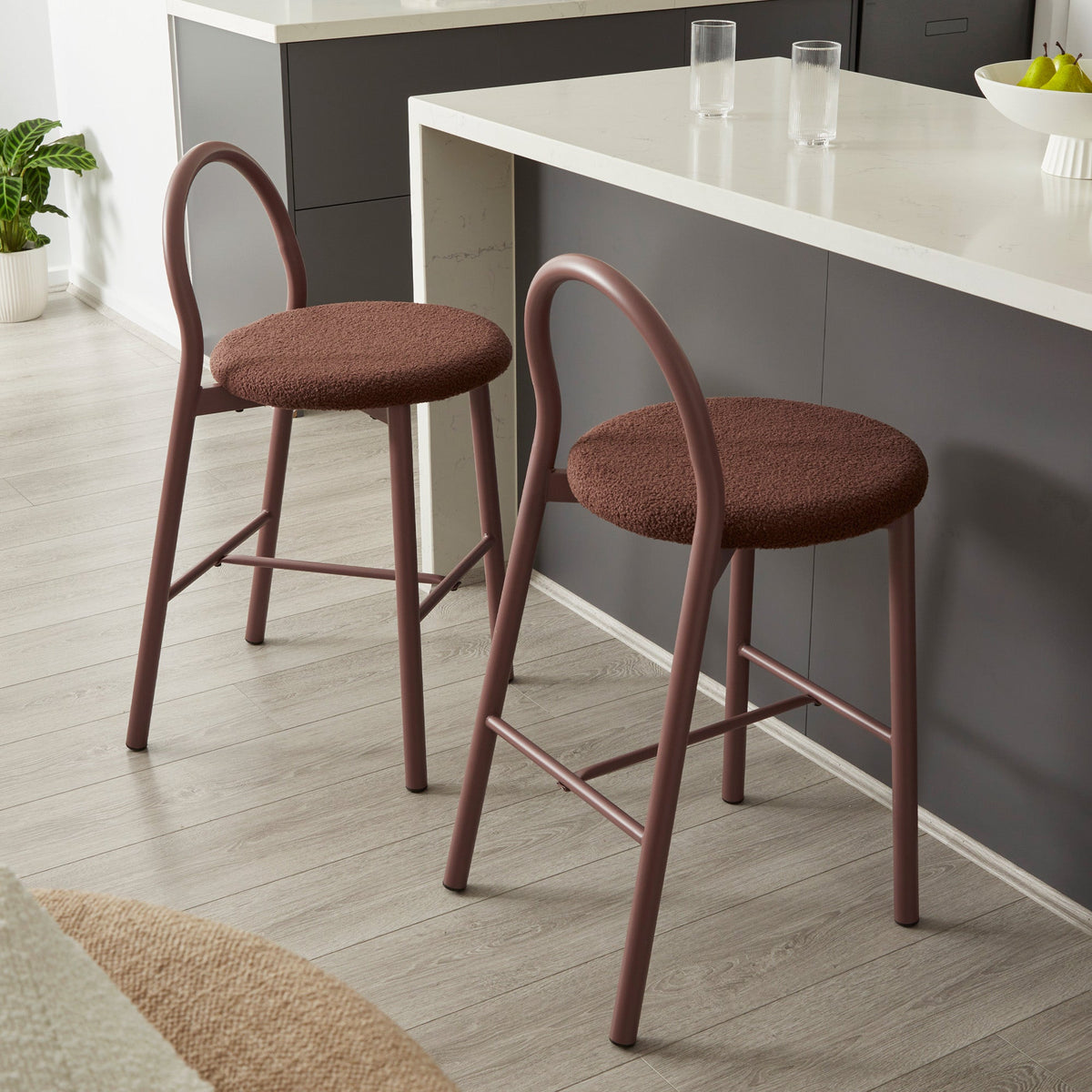 Newport Set of 2 Barstools Claret