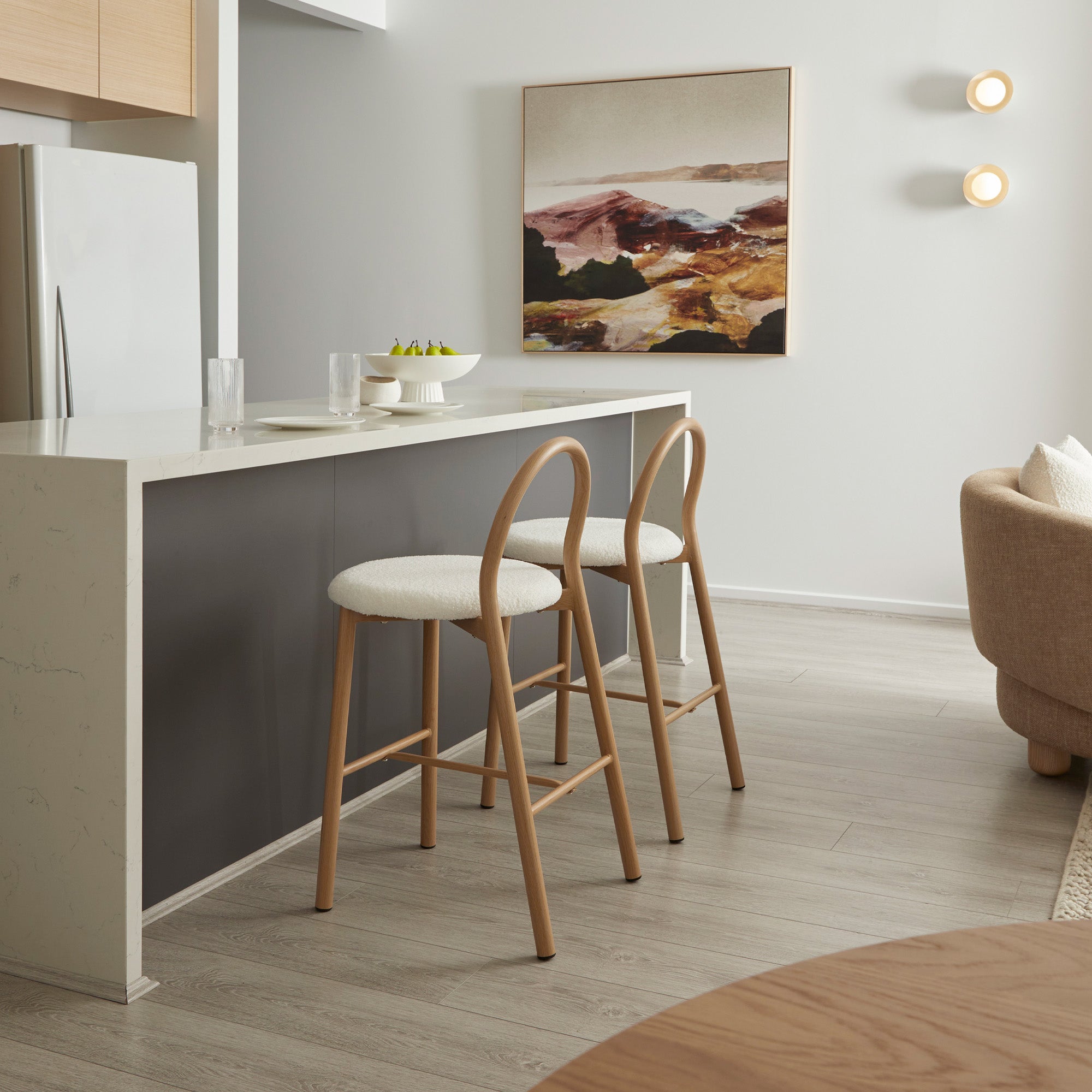 Newport Set of 2 Barstools Cream