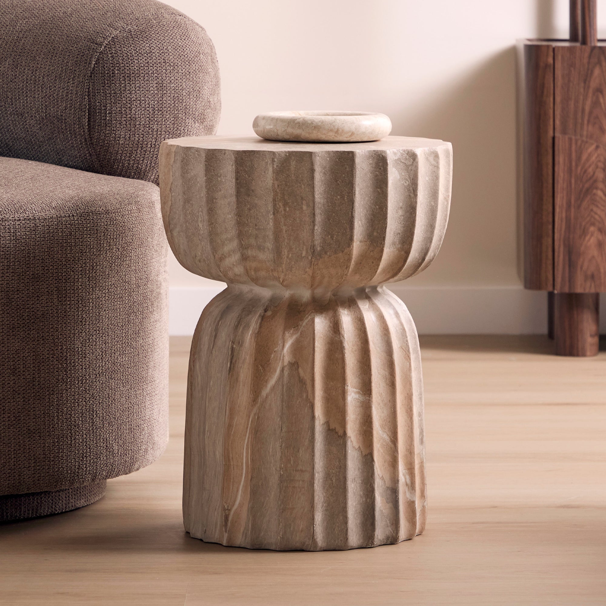Ondo Travertine Look Side Table
