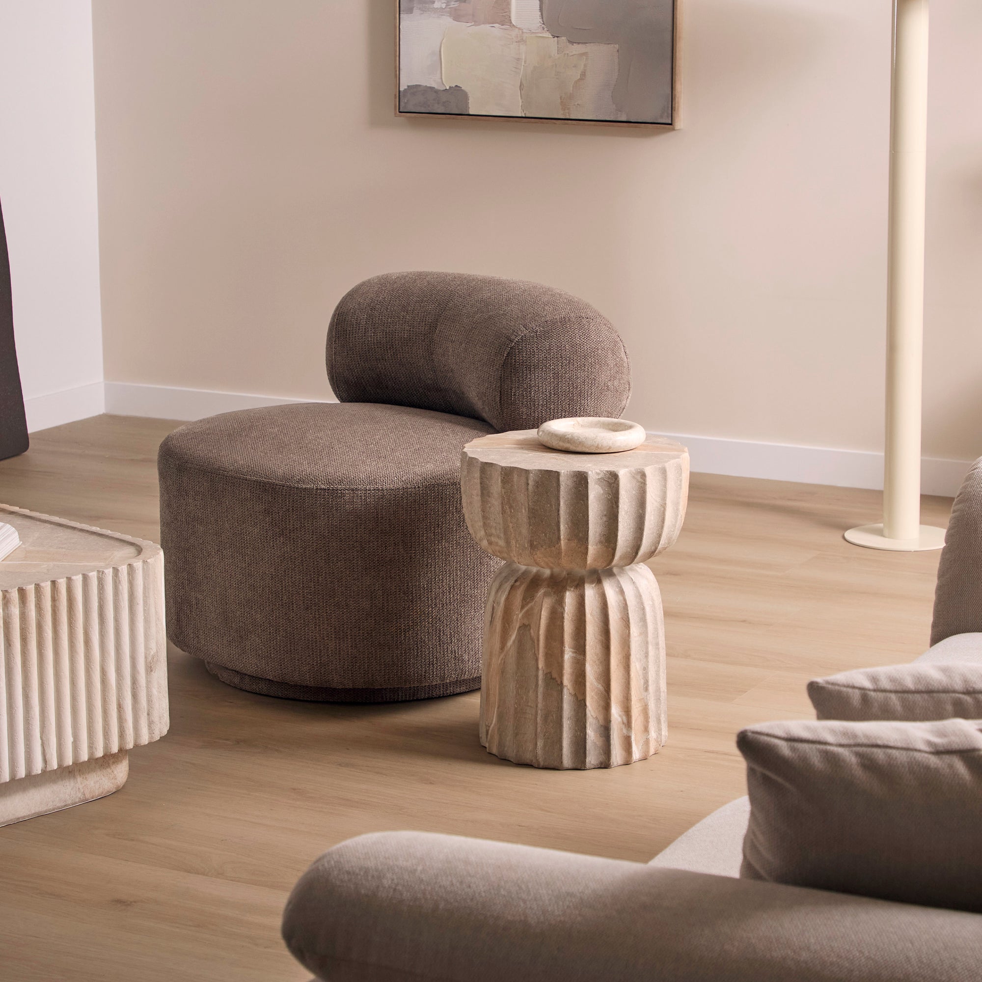 Ondo Travertine Look Side Table