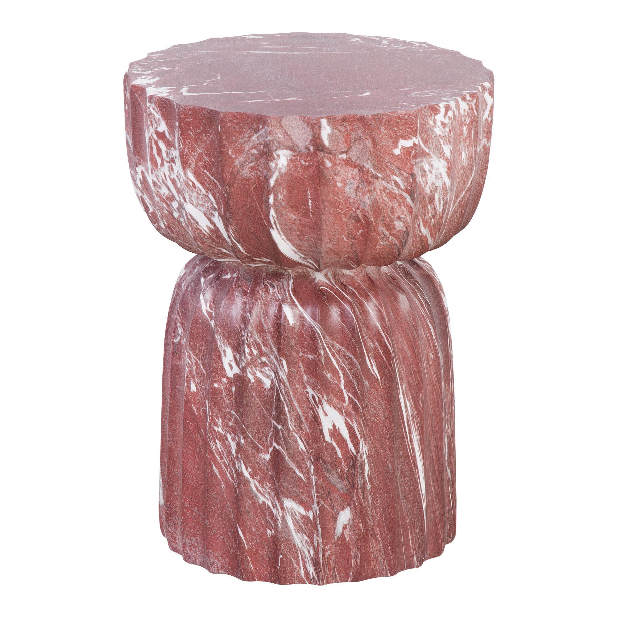 Ondo Marble Look Side Table Red