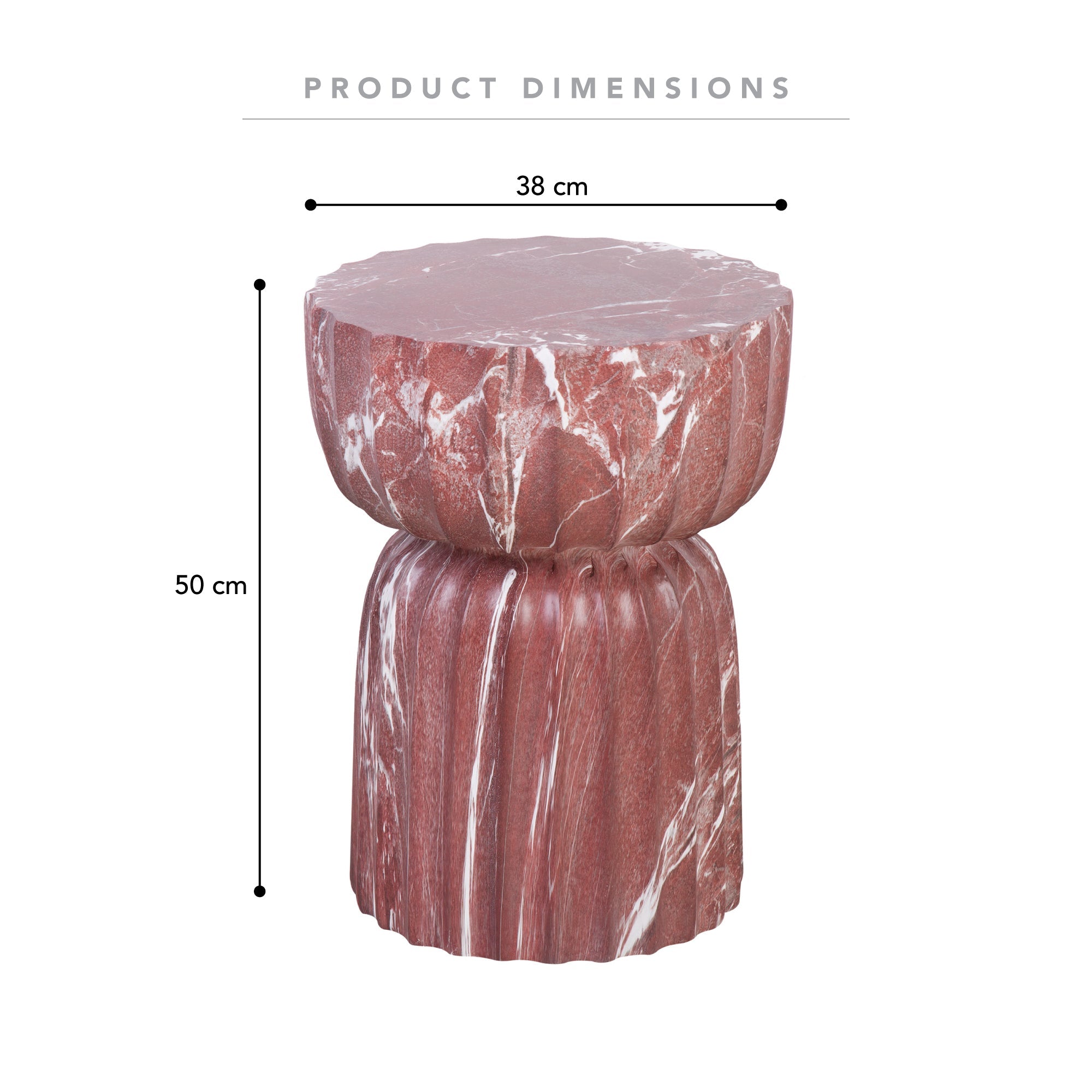 Ondo Marble Look Side Table Red