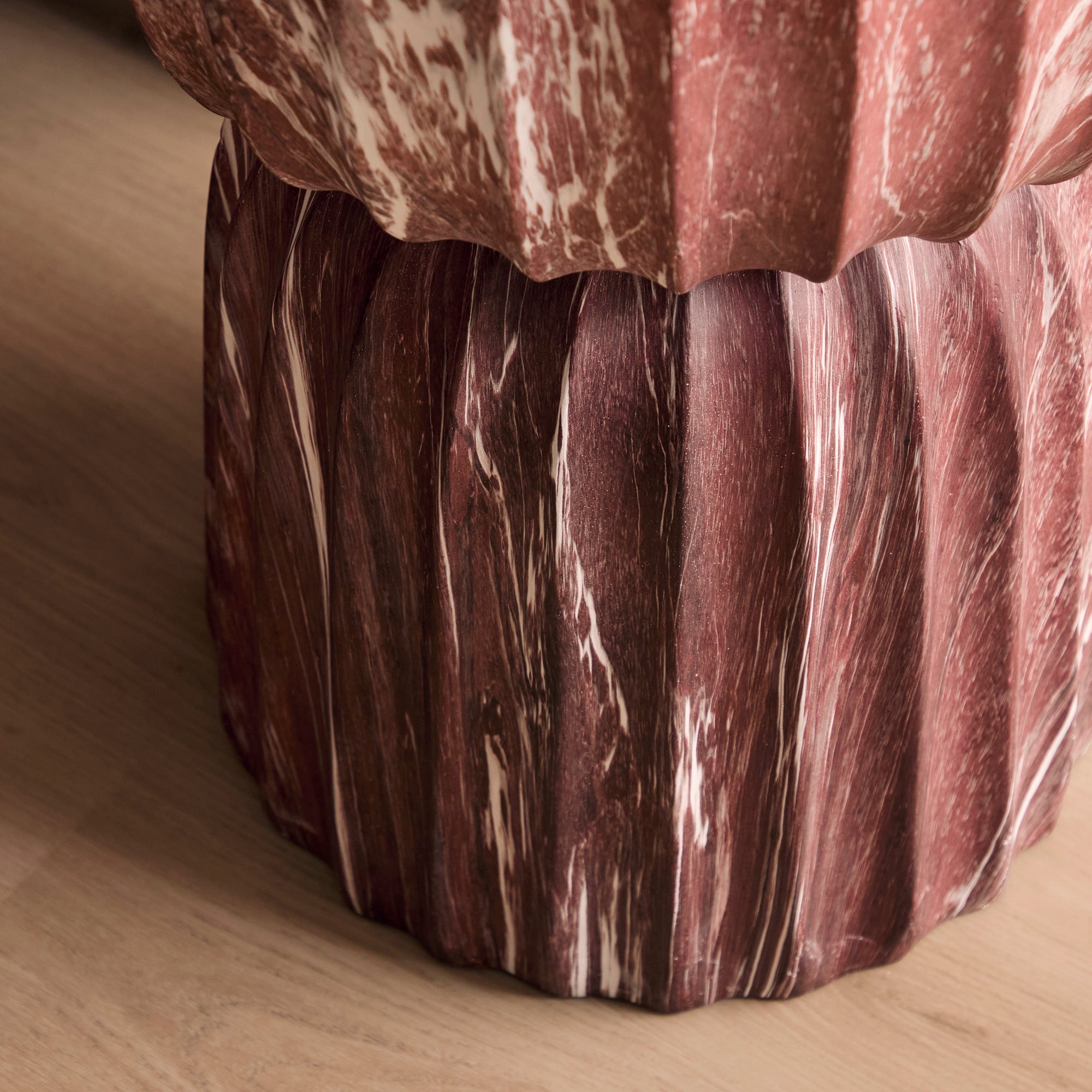 Ondo Marble Look Side Table Red