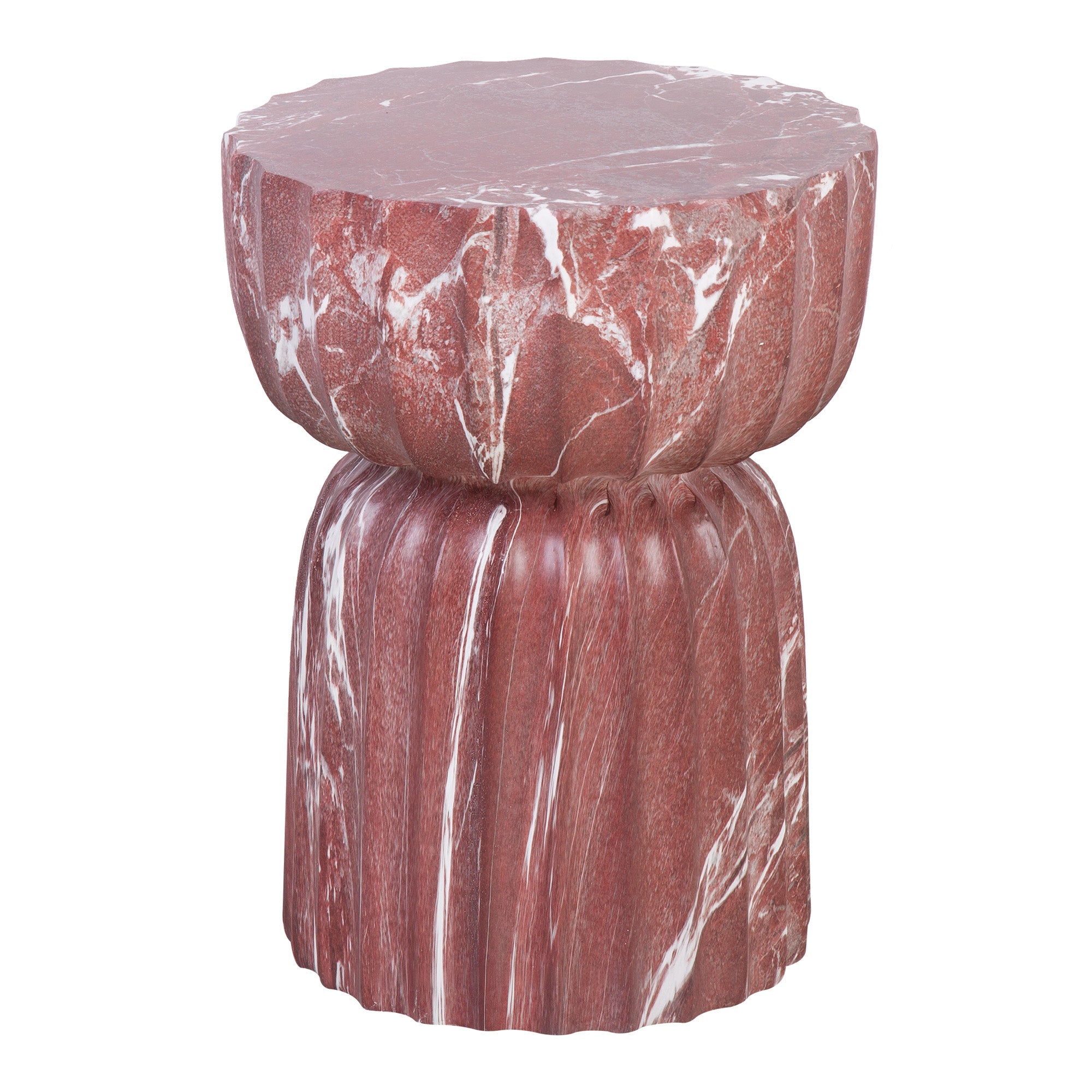 Ondo Marble Look Side Table Red