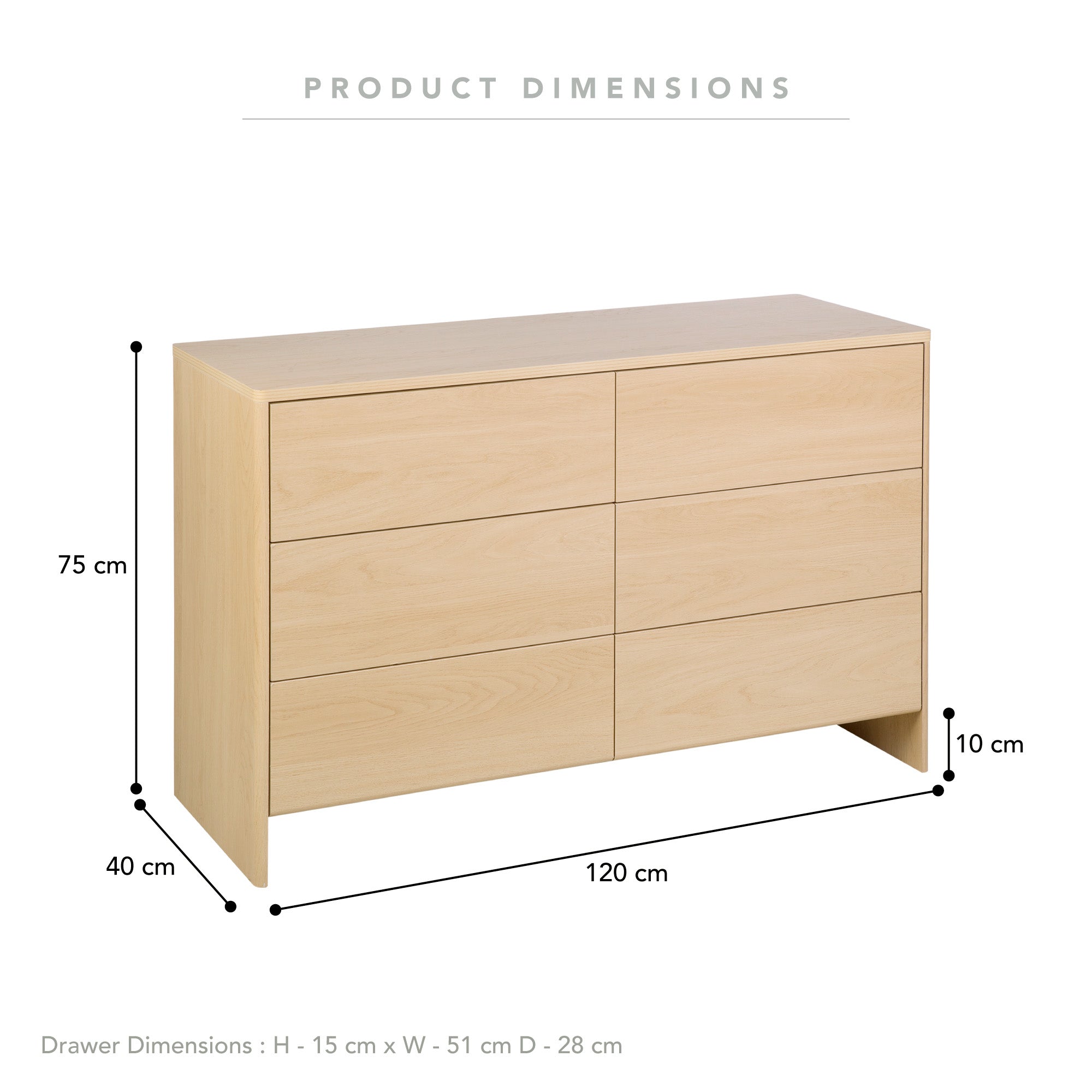 Oxford Chest of 6 Drawers Oak