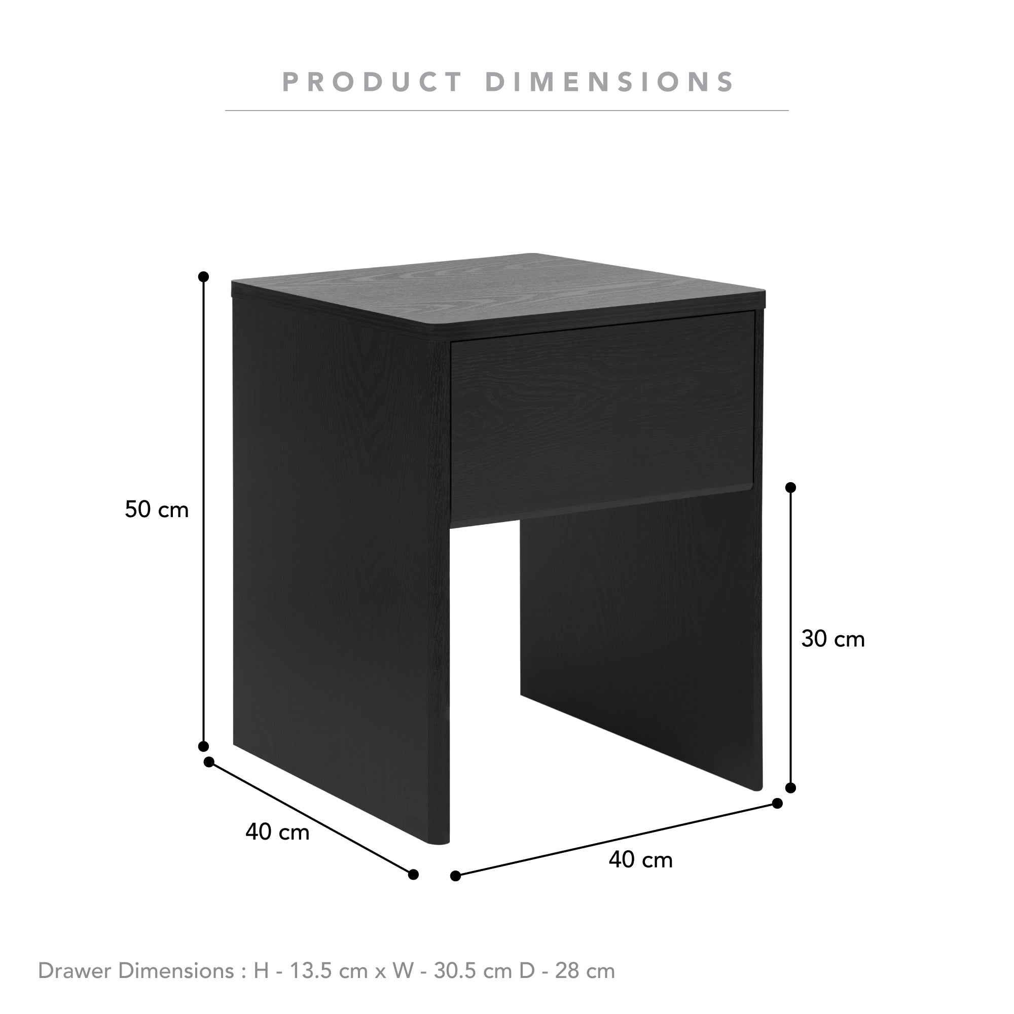 Oxford Bedside Table Black