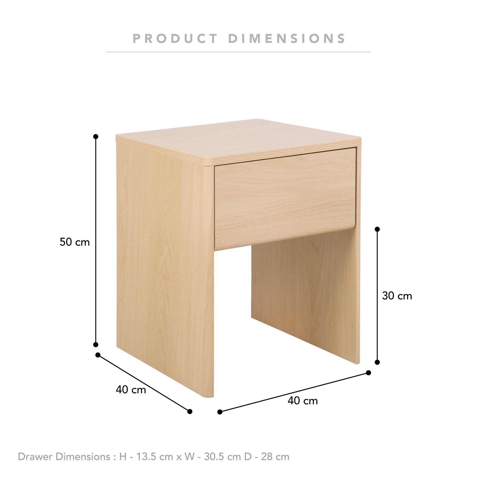 Oxford Bedside Table Oak