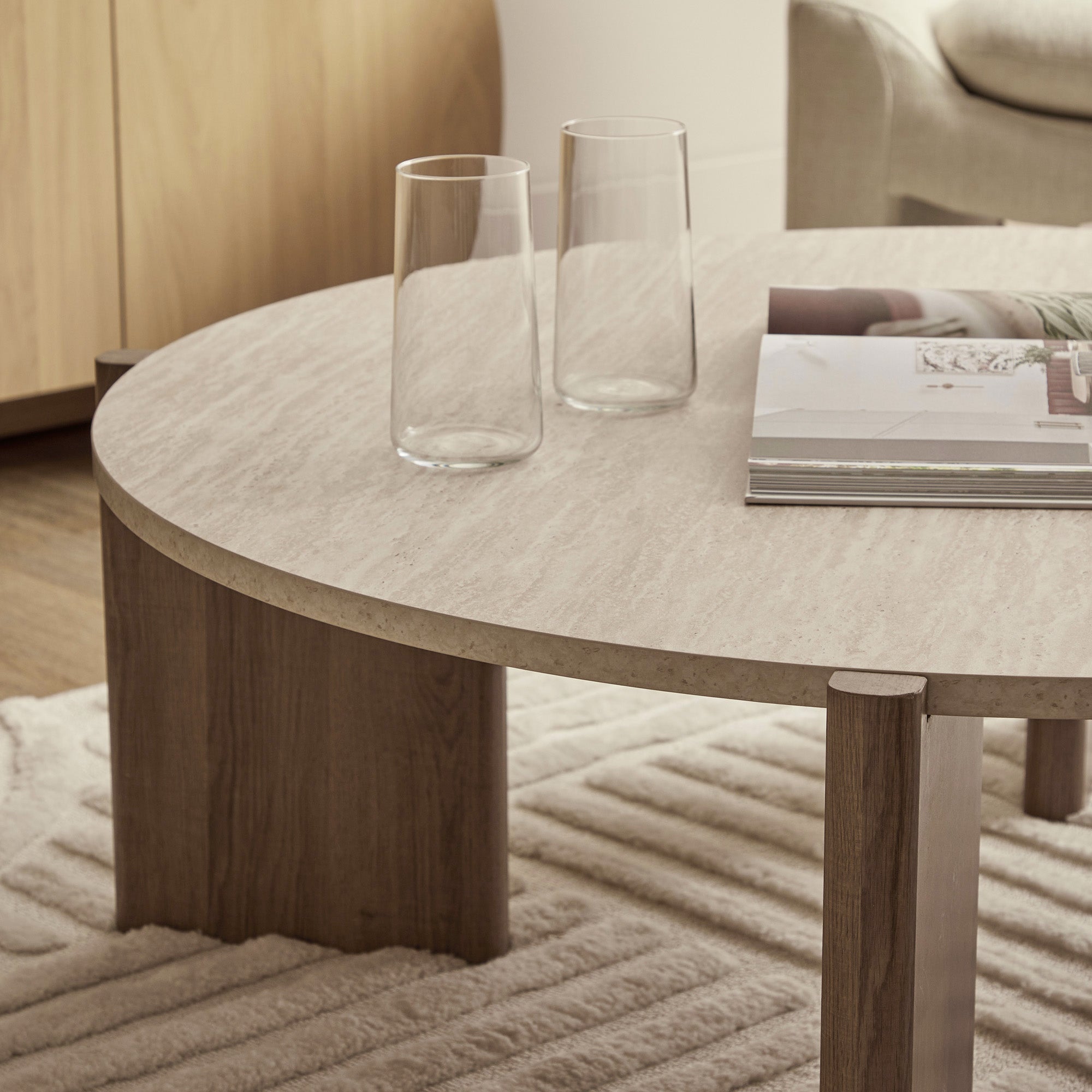 Punto Coffee Table Travertine Look
