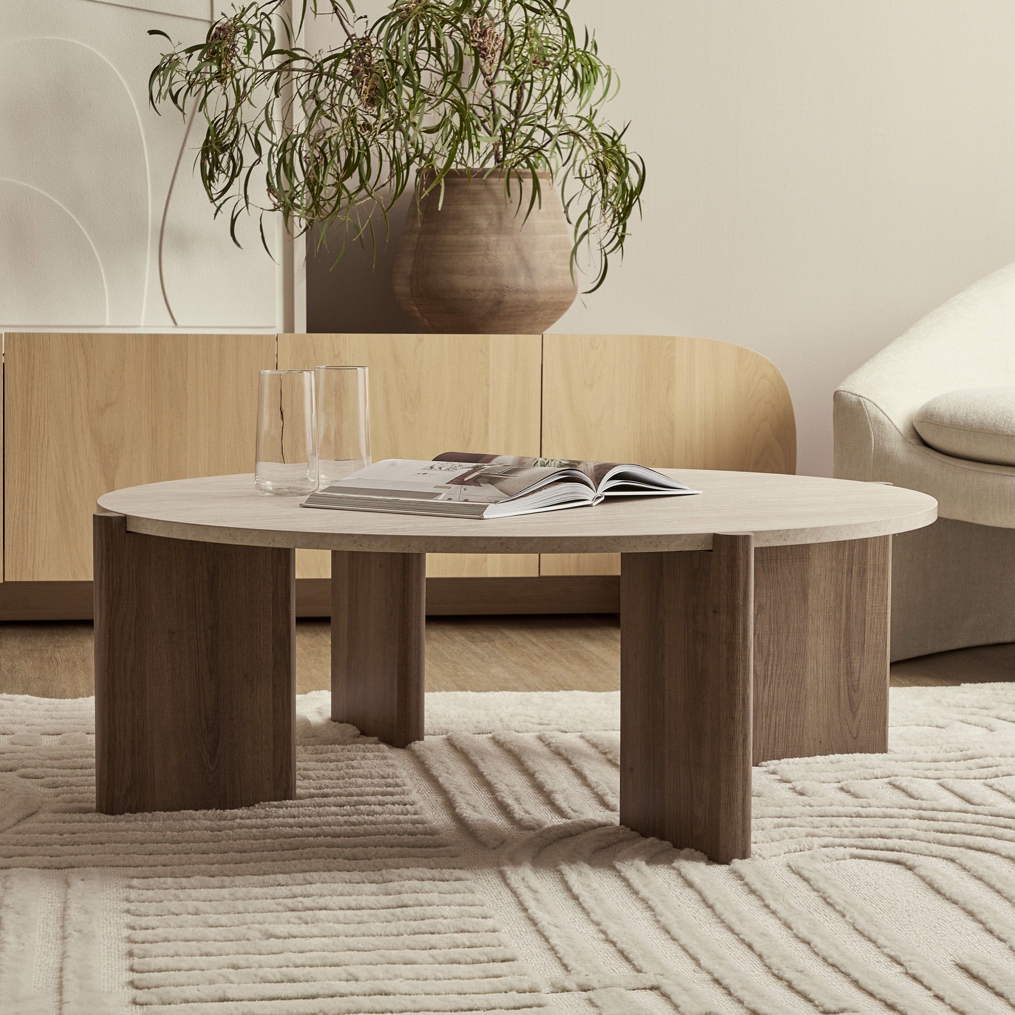 Punto Coffee Table Travertine Look