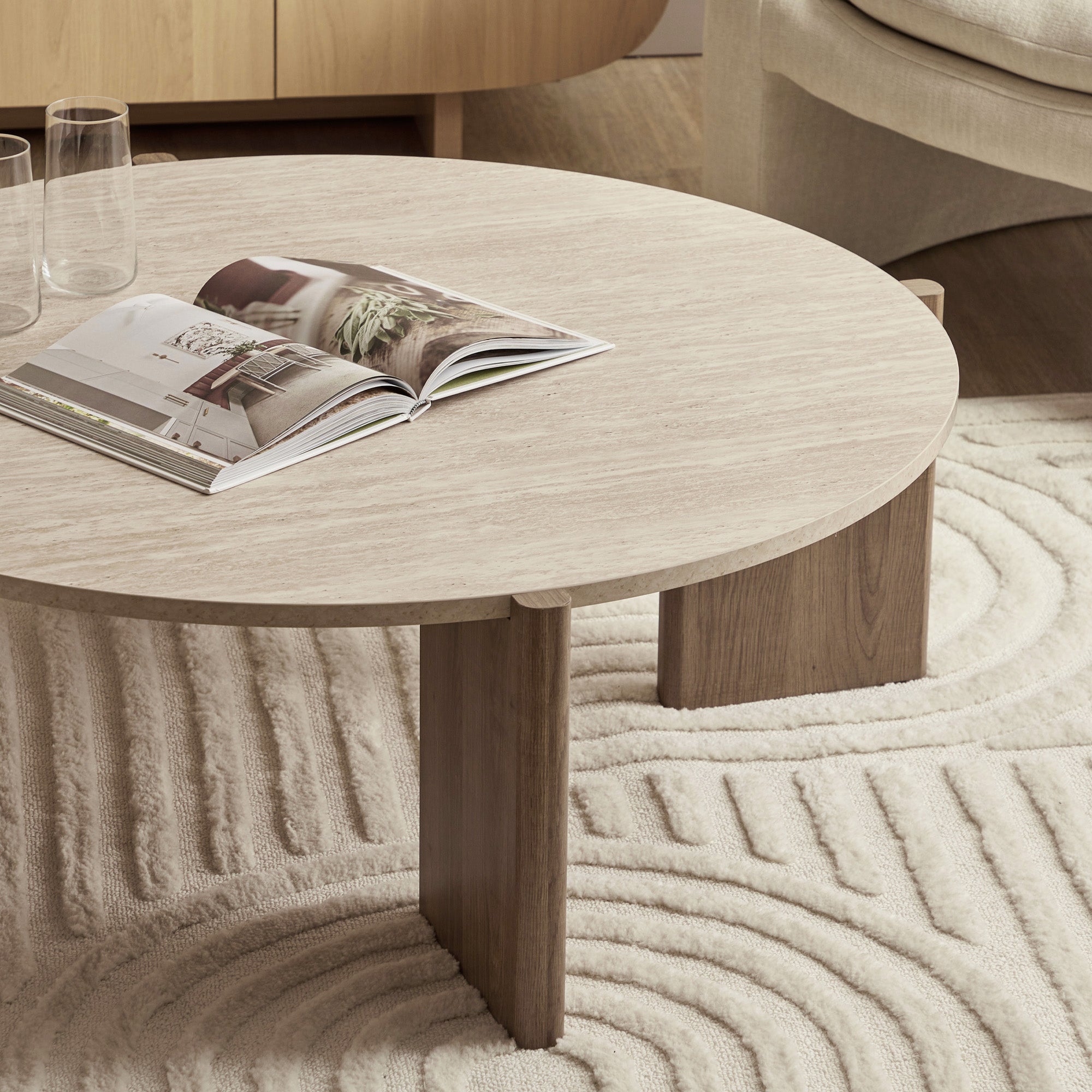 Punto Coffee Table Travertine Look