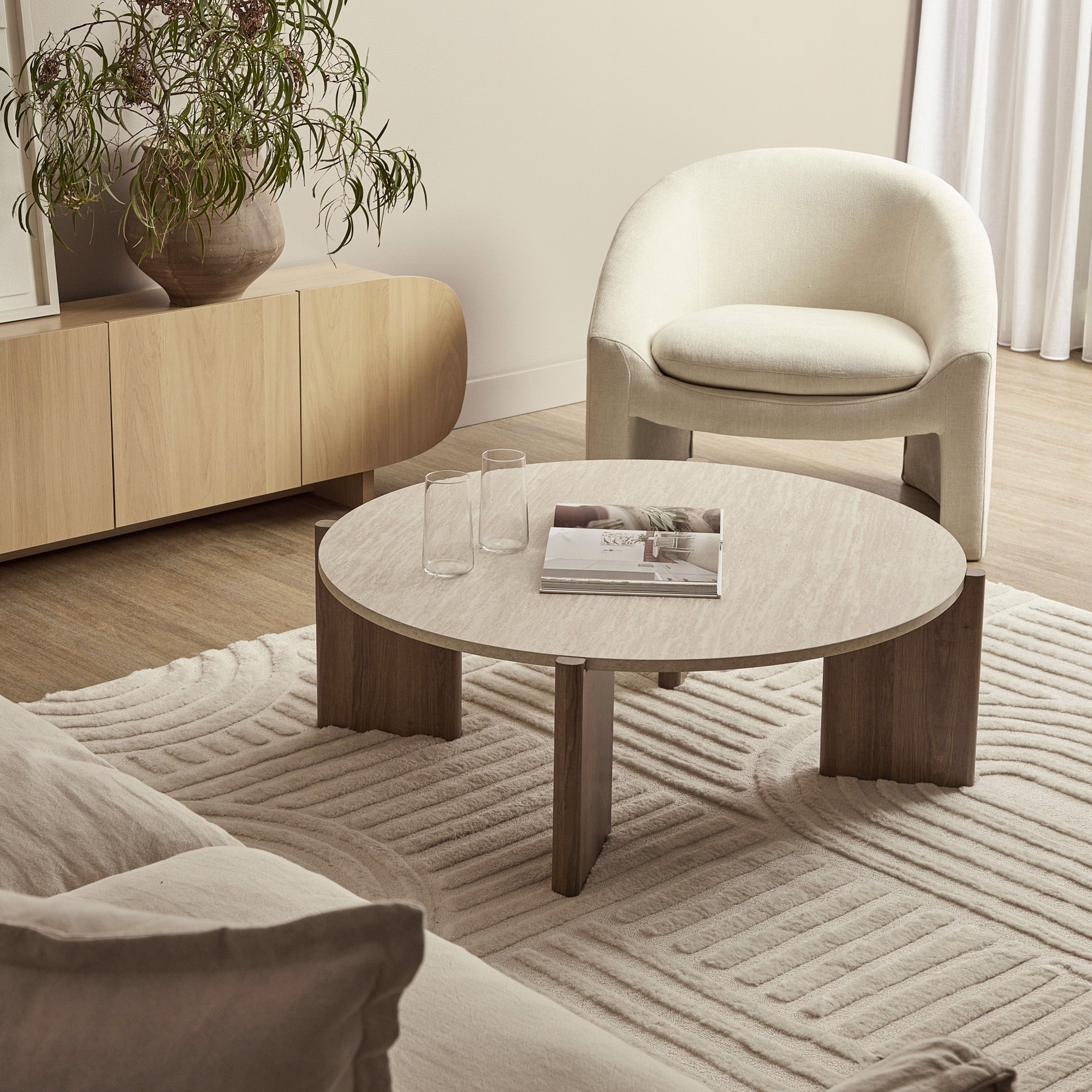 Punto Coffee Table Travertine Look