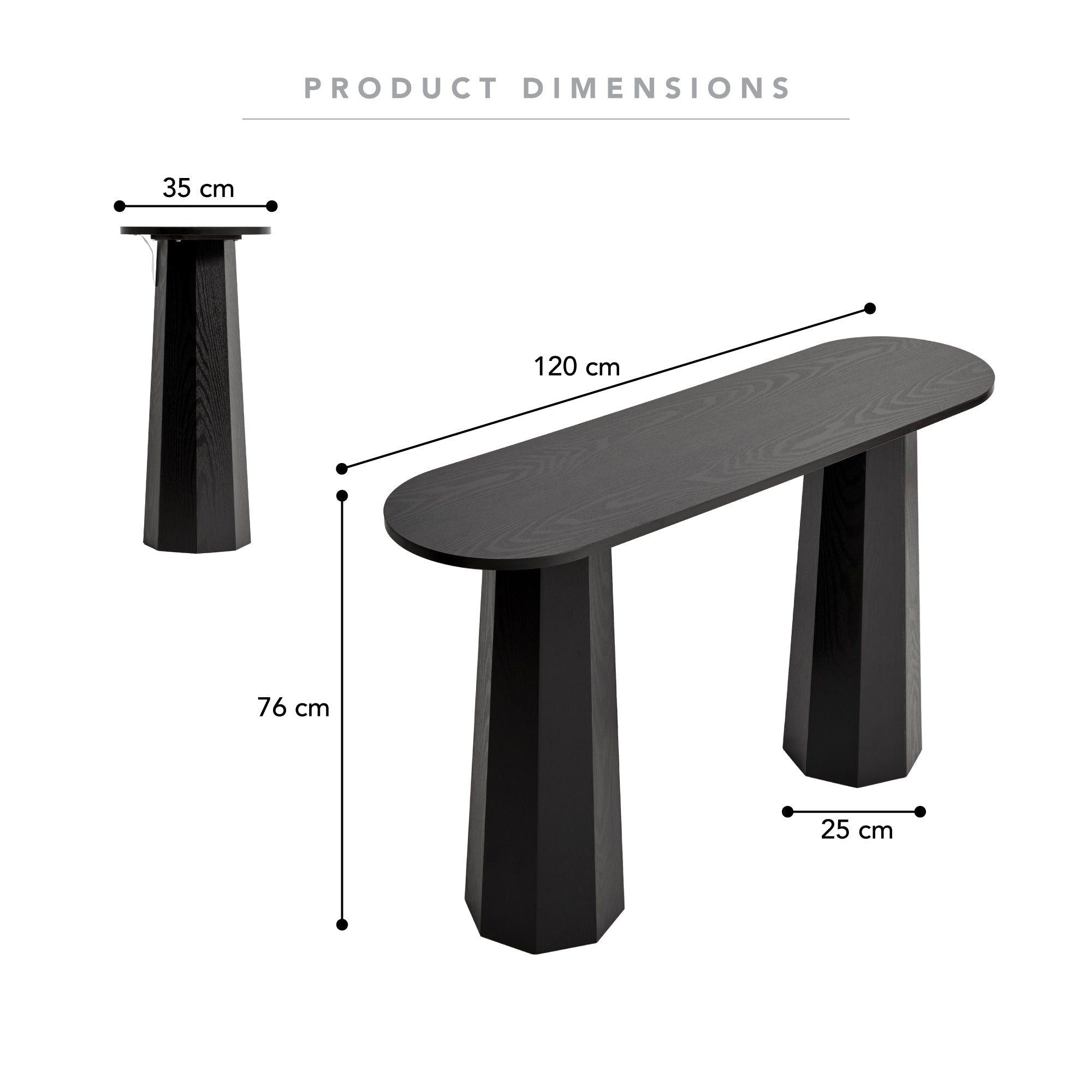 Roberto Console Table Black (120cm)