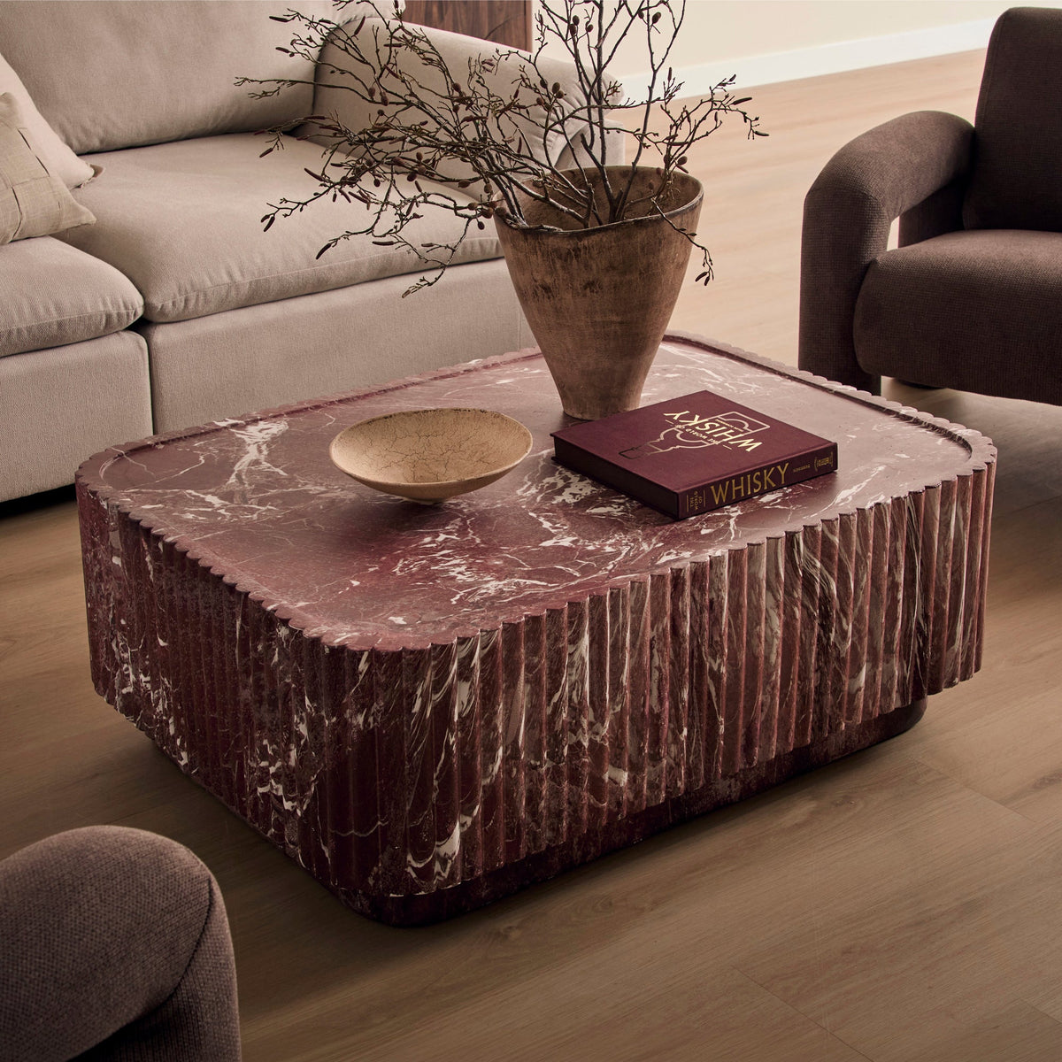 Silvi Marble Look Coffee Table Red