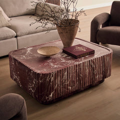 Silvi Marble Look Coffee Table Red