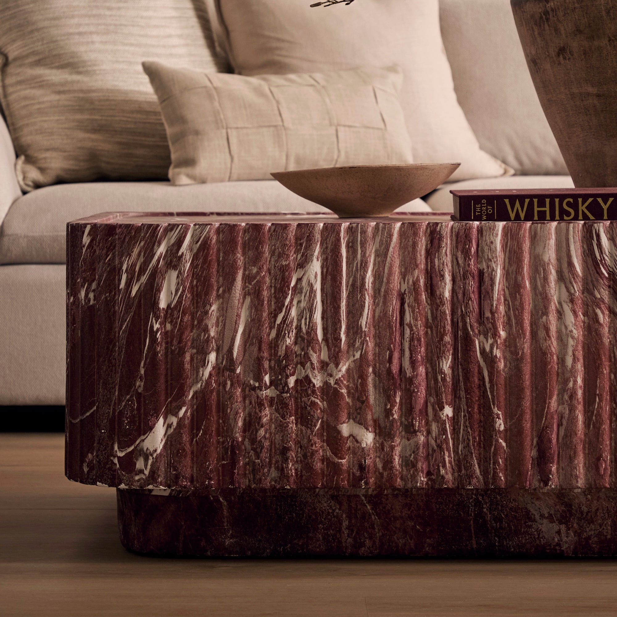 Silvi Marble Look Coffee Table Red