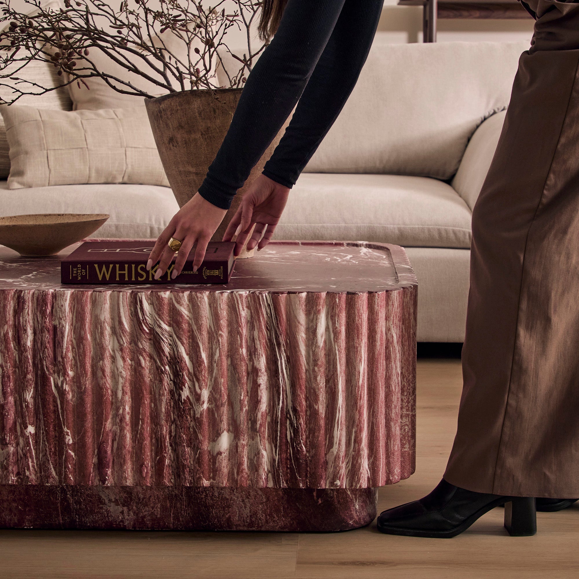 Silvi Marble Look Coffee Table Red