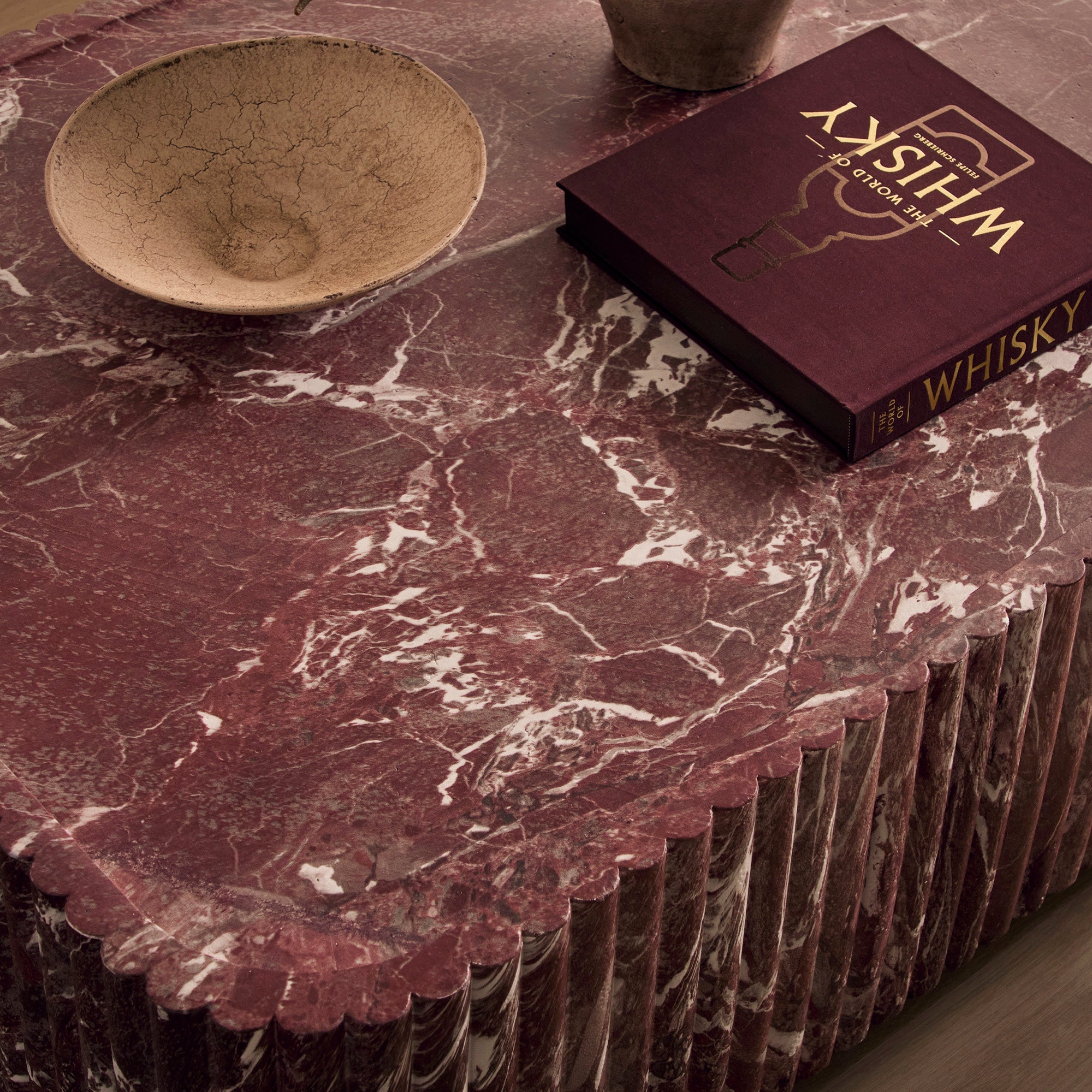 Silvi Marble Look Coffee Table Red