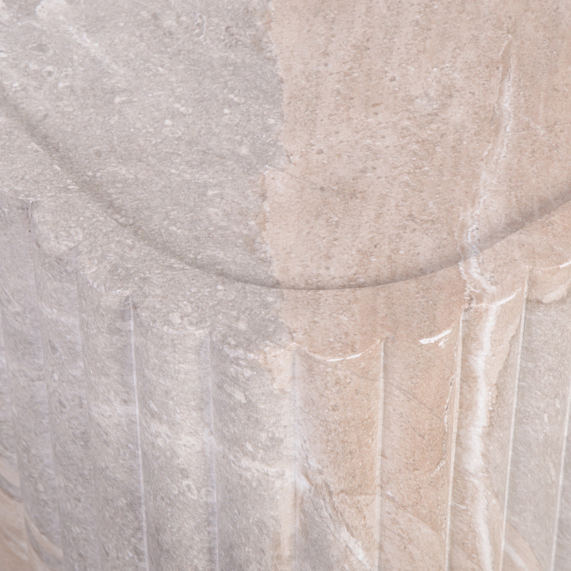 Silvi Travertine Look Side Table White