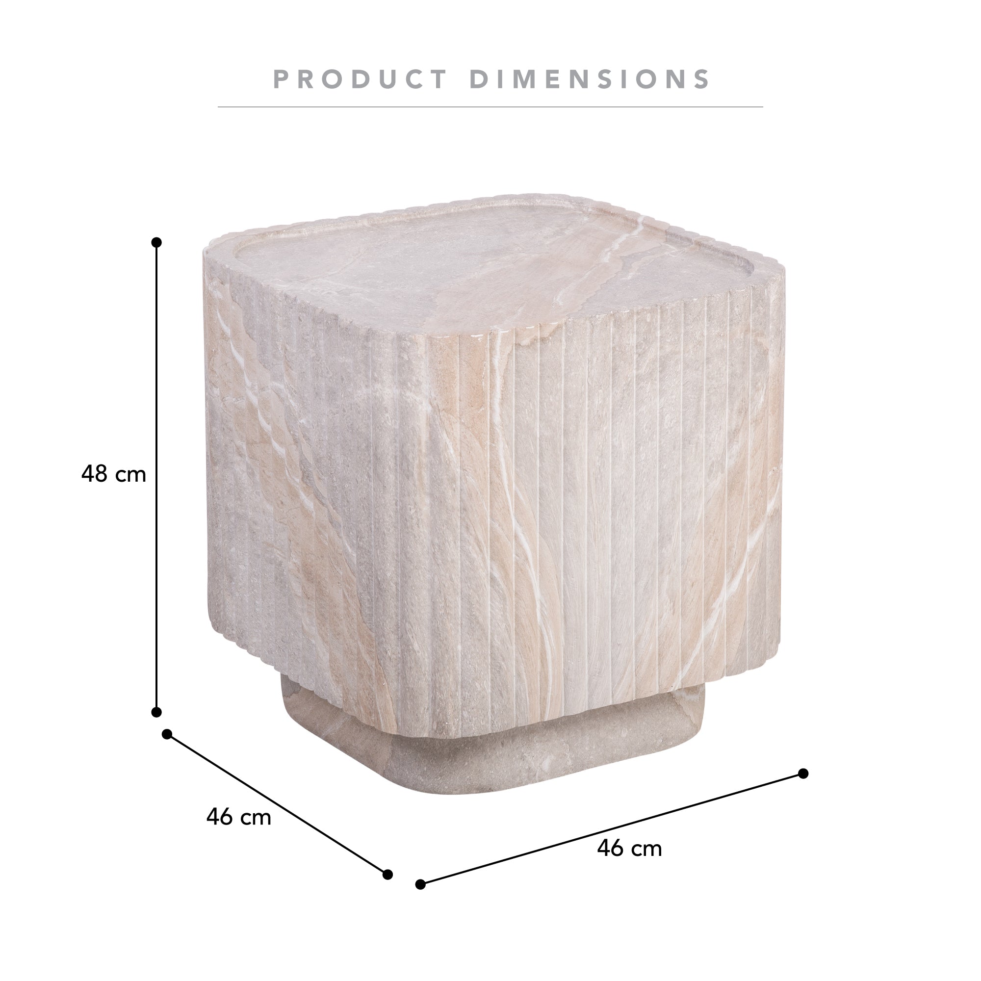 Silvi Travertine Look Side Table White