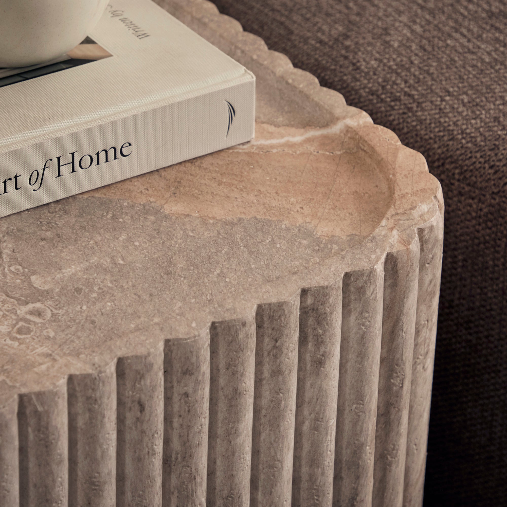 Silvi Travertine Look Side Table White