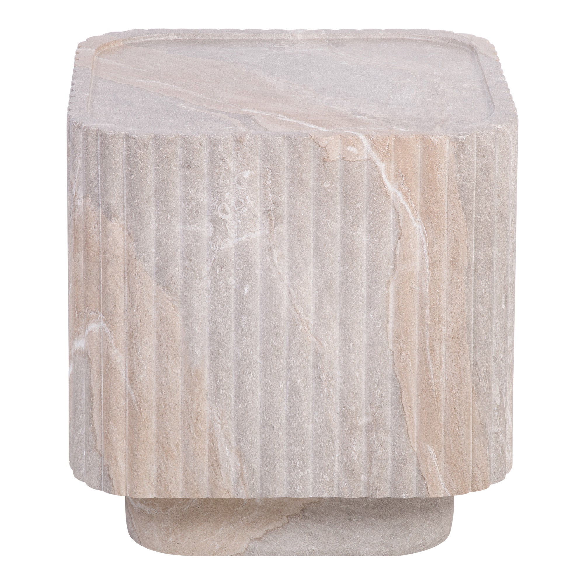Silvi Travertine Look Side Table White