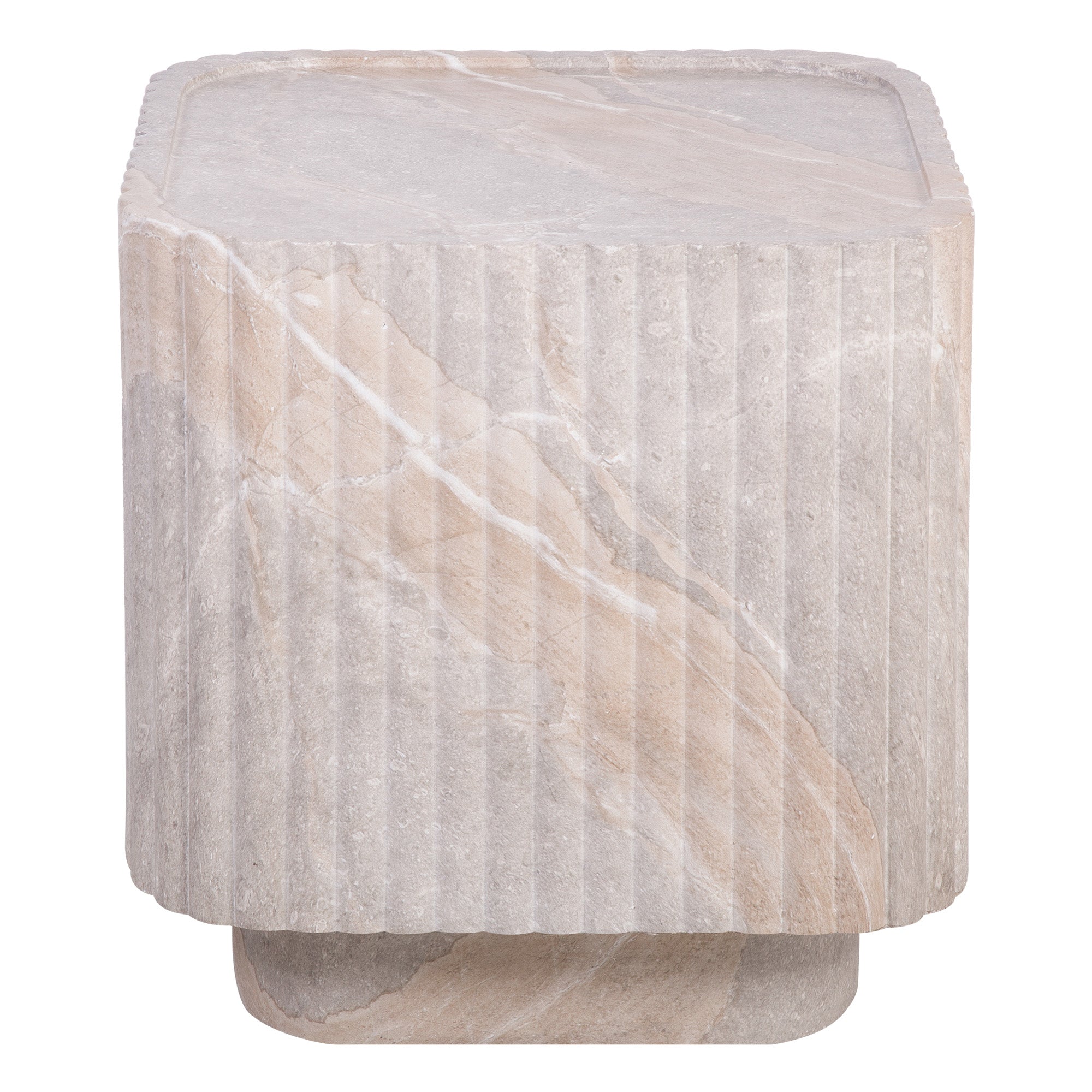 Silvi Travertine Look Side Table White