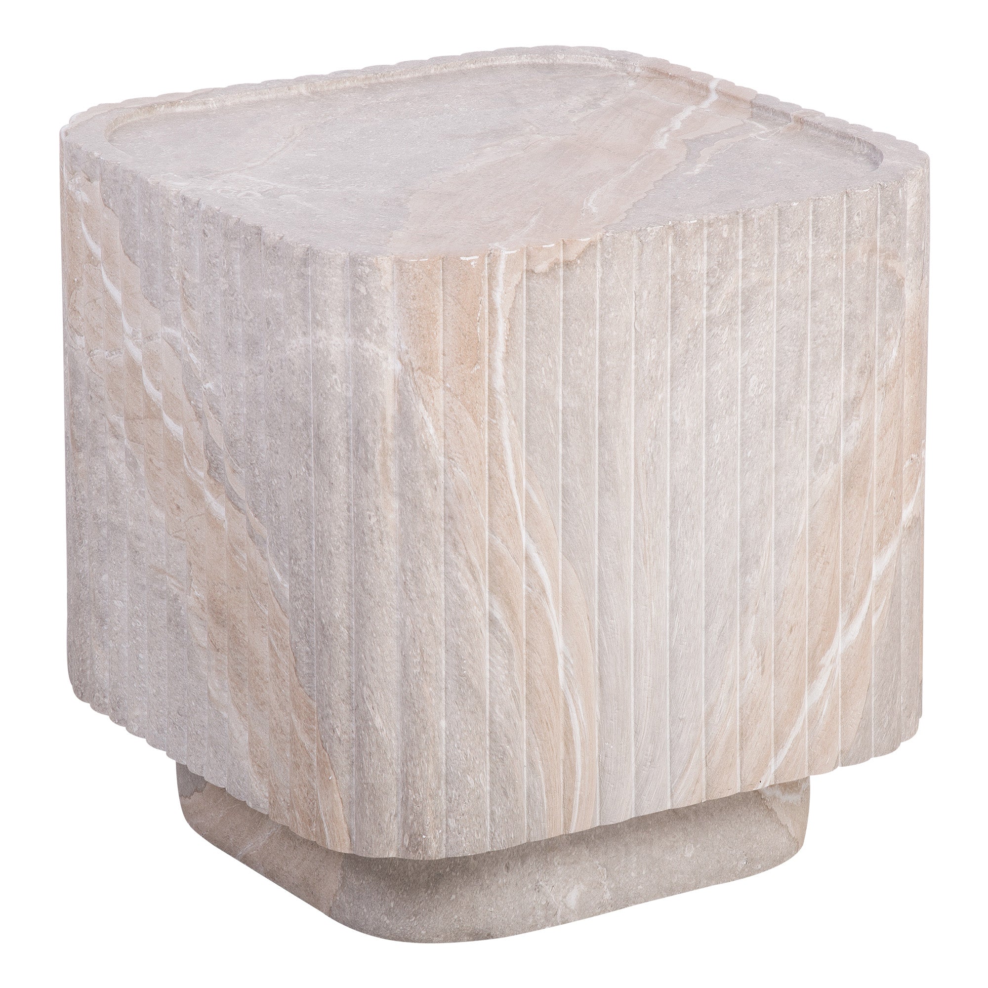 Silvi Travertine Look Side Table White