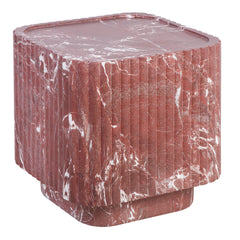 Silvi Marble Look Side Table Red