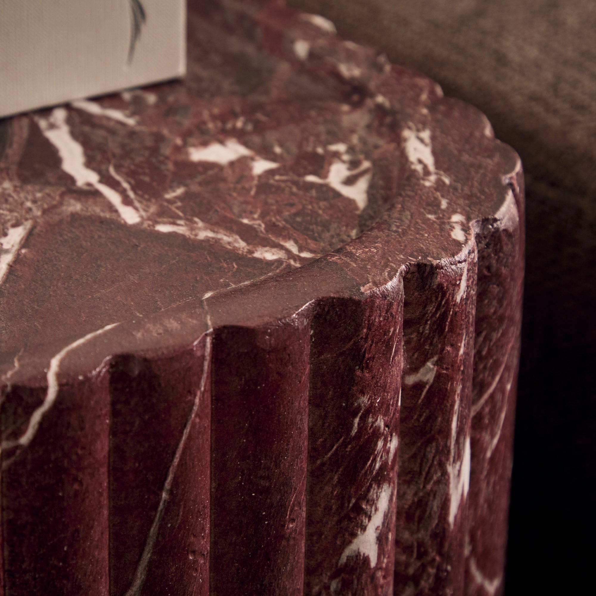 Silvi Marble Look Side Table Red