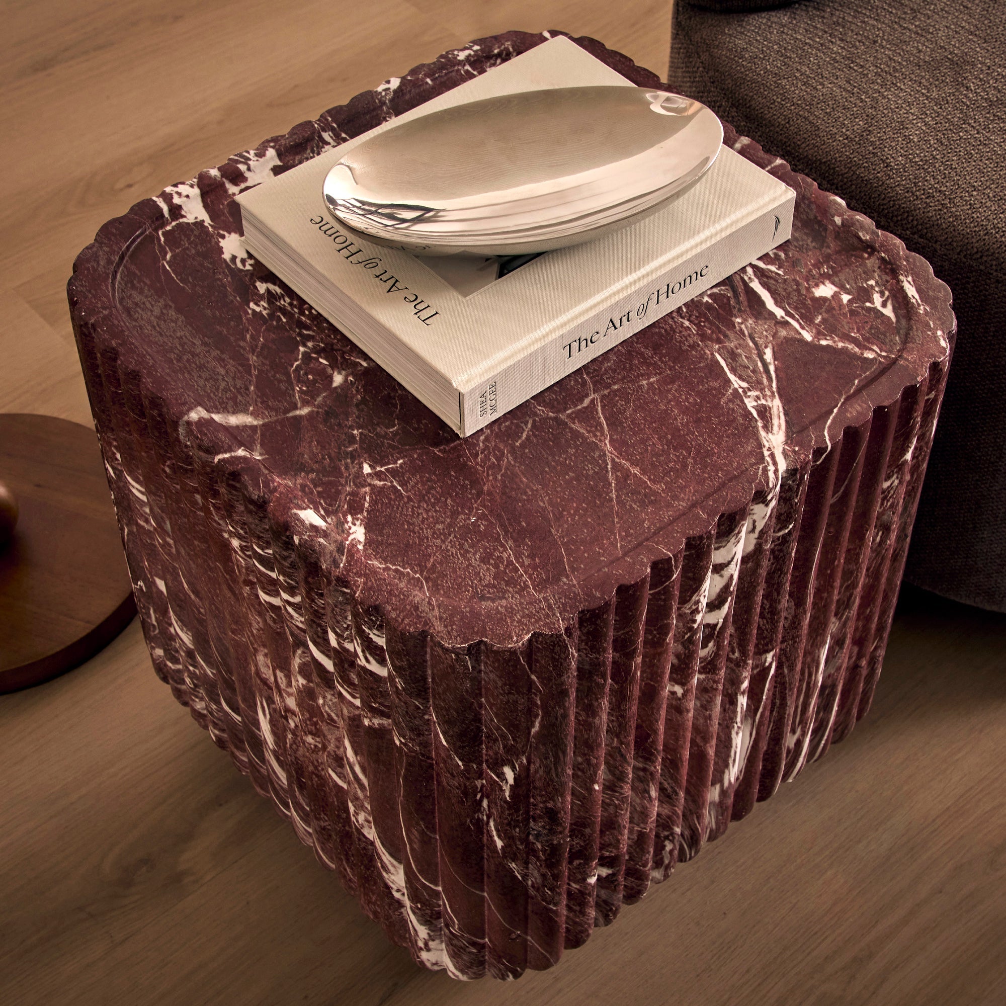Silvi Marble Look Side Table Red