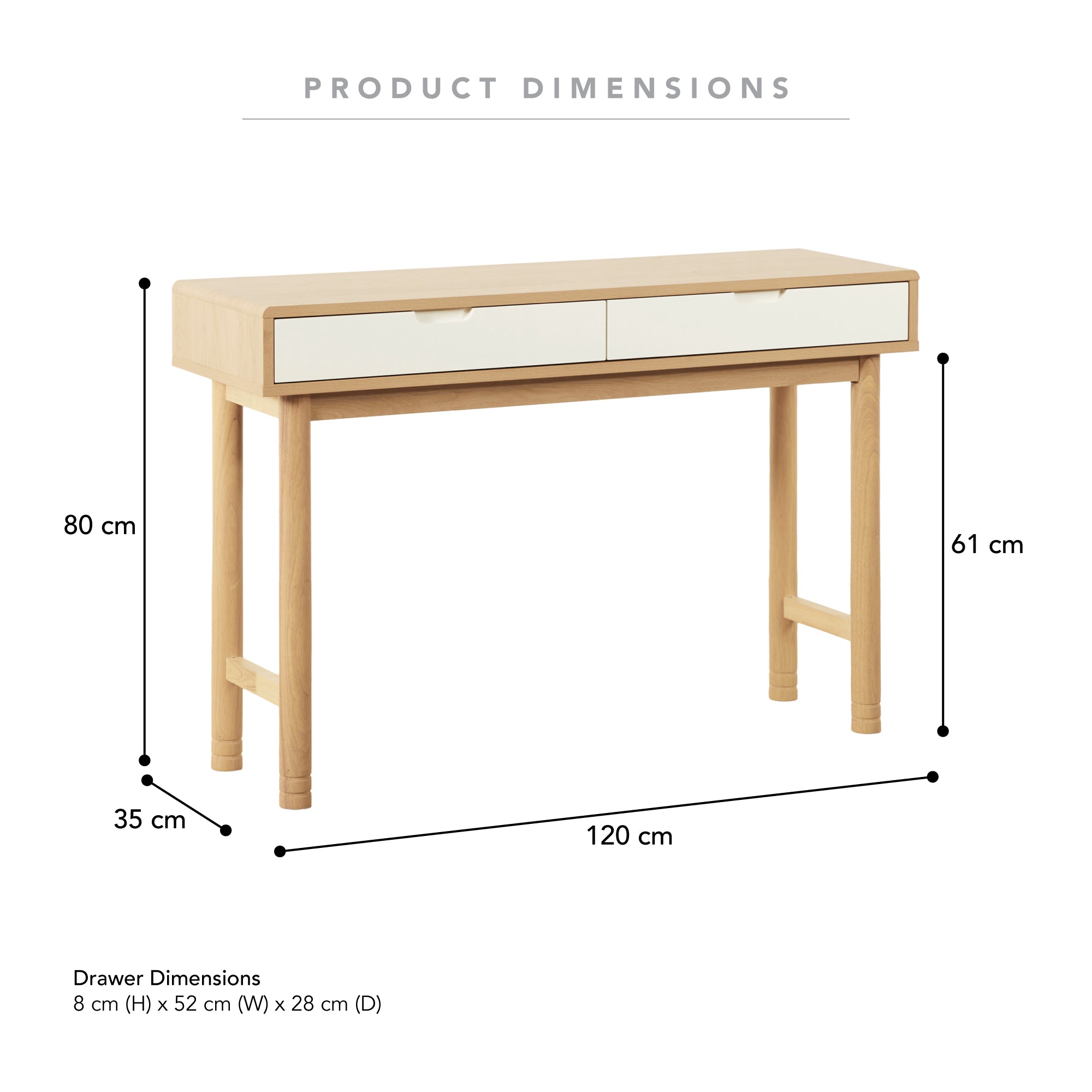 Sophie Console Table Oak (120cm)