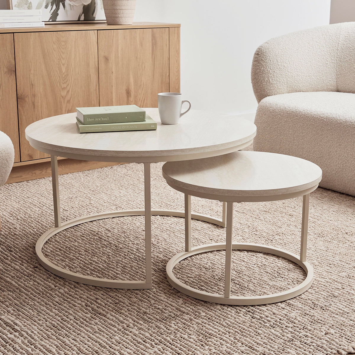 Nesting Sonoma Coffee Tables Set of 2 Travertine Look