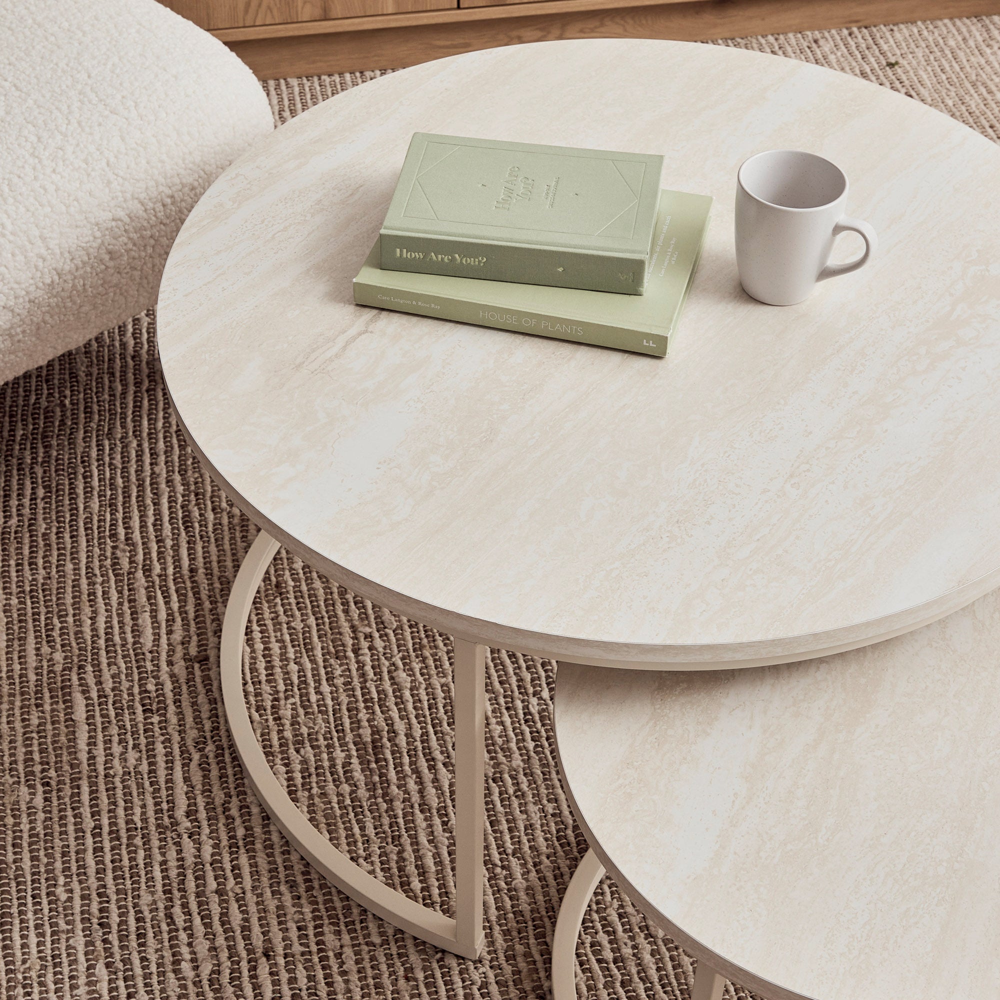 Nesting Sonoma Coffee Tables Set of 2 Travertine Look