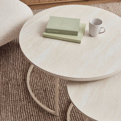 Nesting Sonoma Coffee Tables Set of 2 Travertine Look