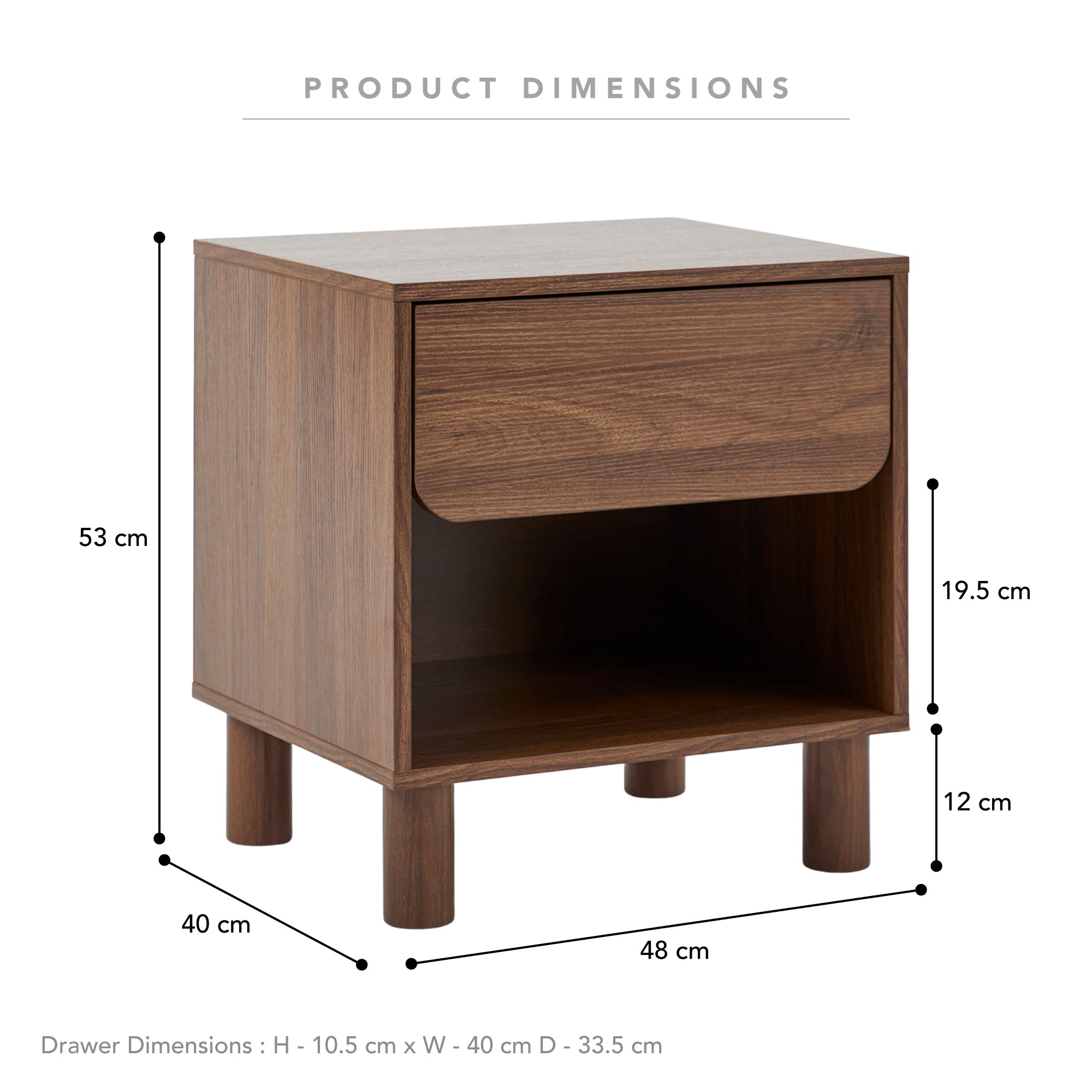 Davis Bedside Table Walnut