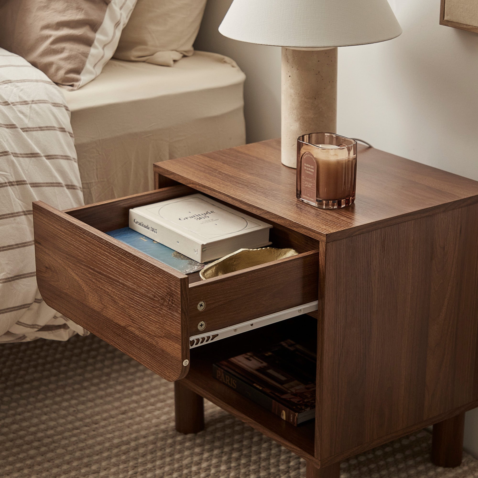 Davis Bedside Table Walnut