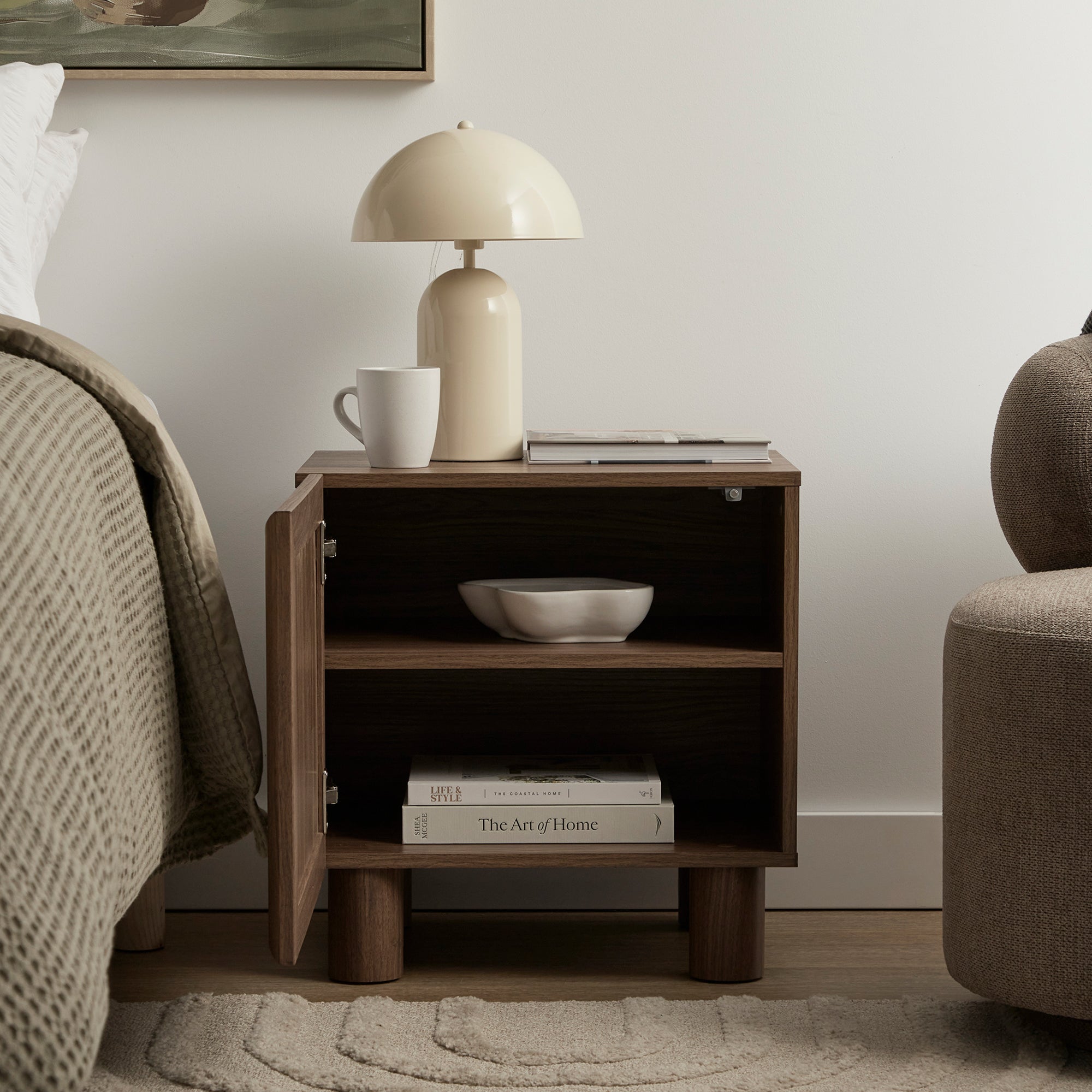 Linero Bedside Table Walnut