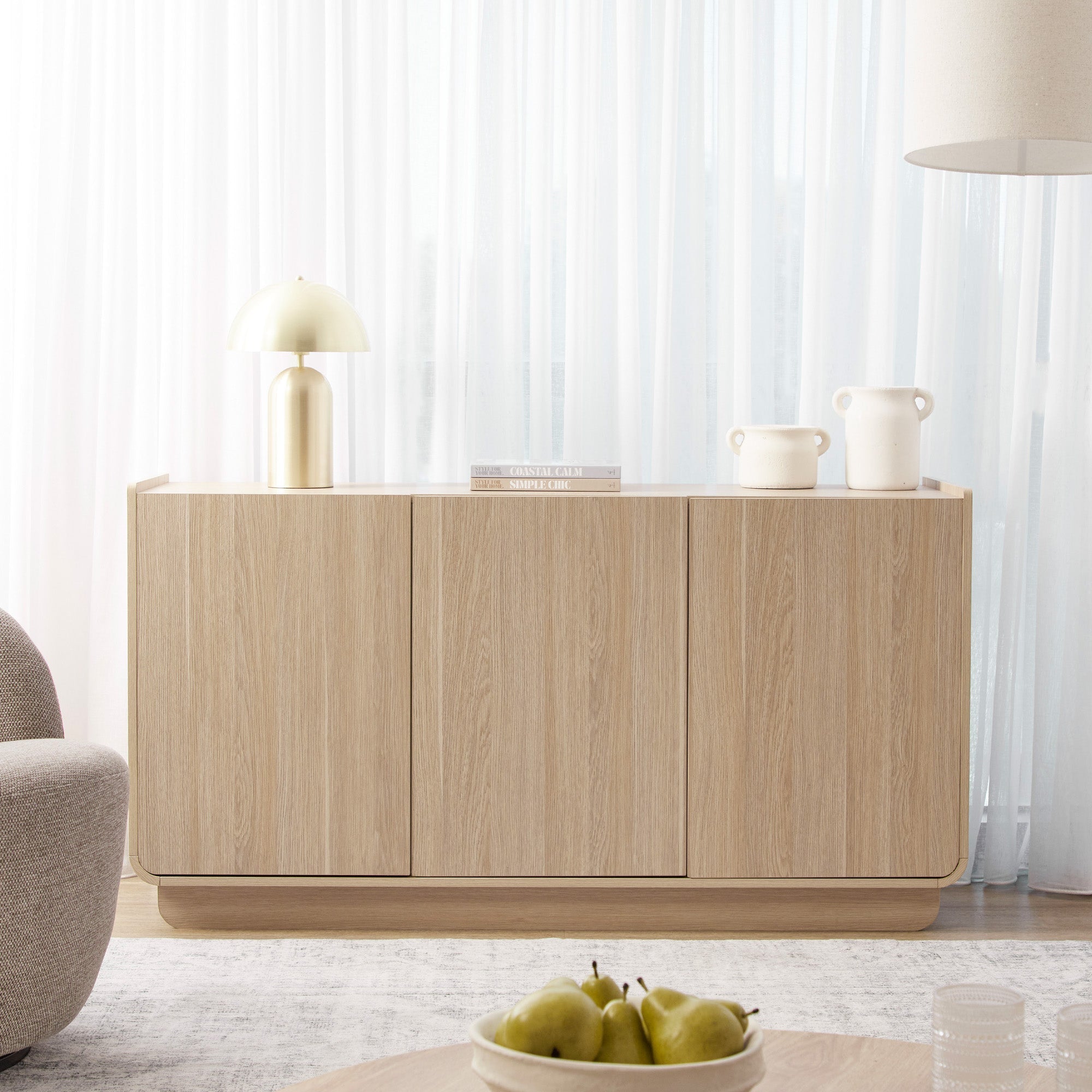 Malmo 3 Door Buffet Oak (140cm)