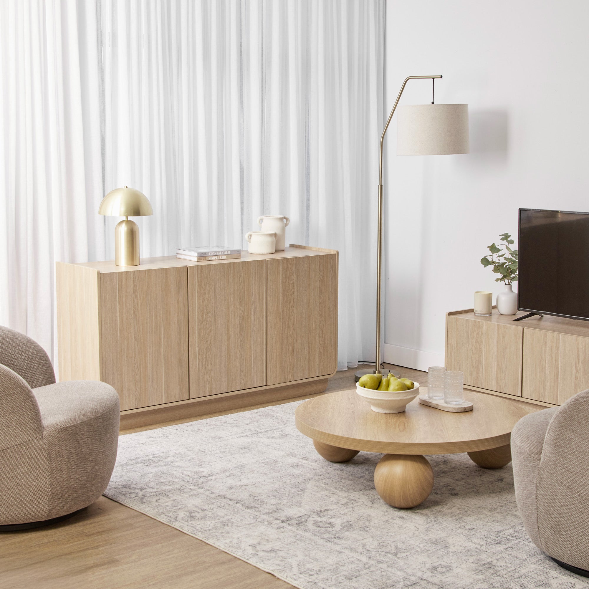 Malmo 3 Door Buffet Oak (140cm)
